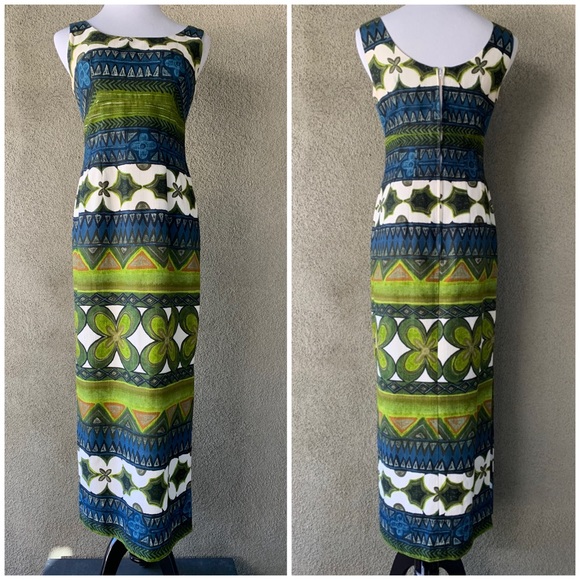 🌺 “Keone” Vintage Hawaiian Barkcloth Muumuu Maxi-Dress size XS 🌺 - Picture 2 of 12